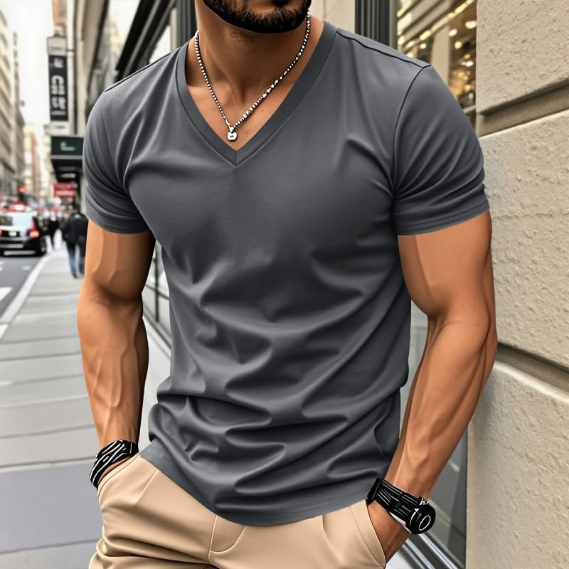 Men's Lightweight Cotton V-Neck T-Shirt