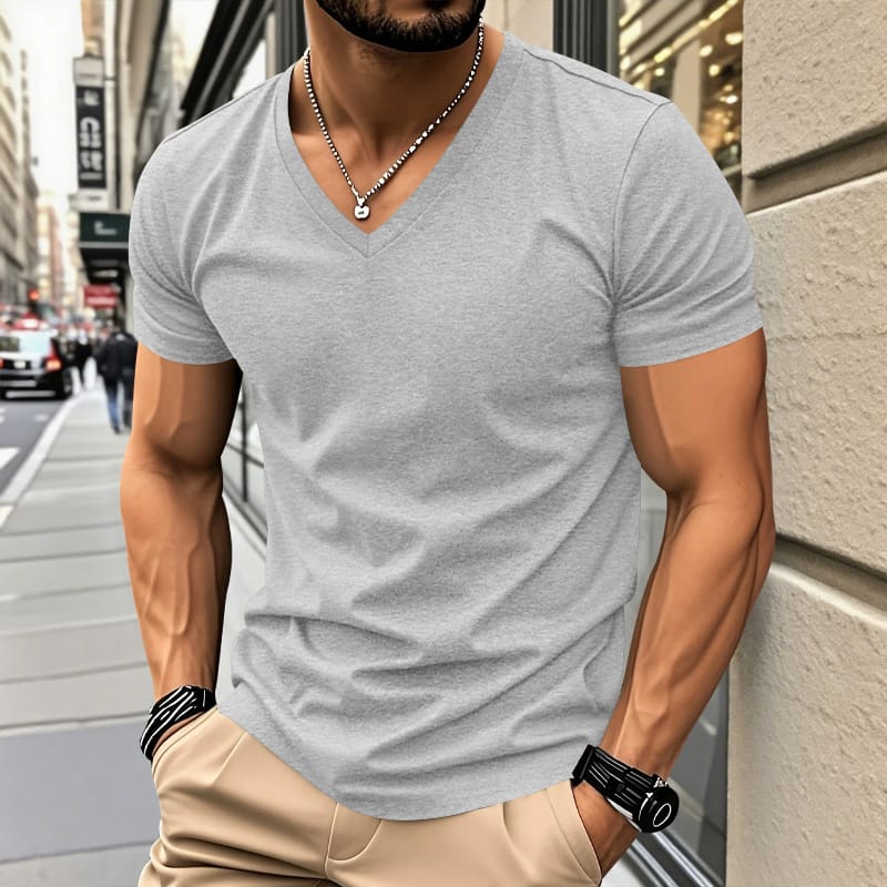 Men's Lightweight Cotton V-Neck T-Shirt