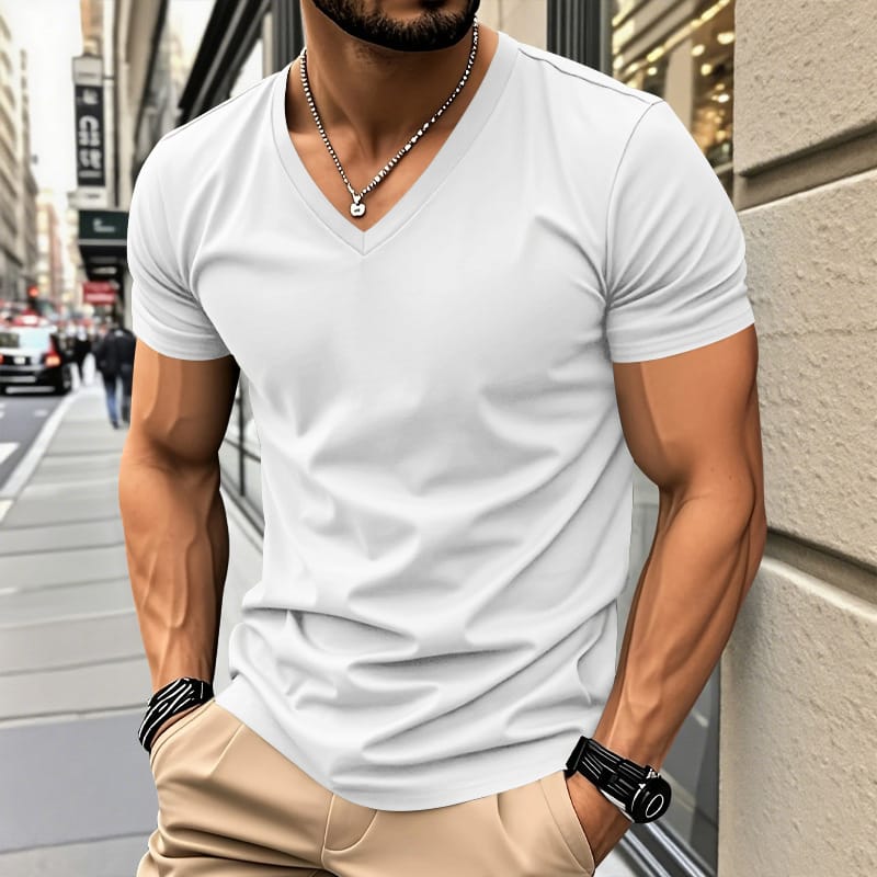 Men's Lightweight Cotton V-Neck T-Shirt