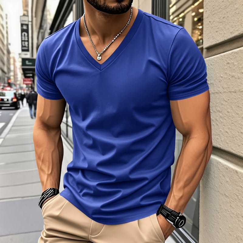 Men's Lightweight Cotton V-Neck T-Shirt
