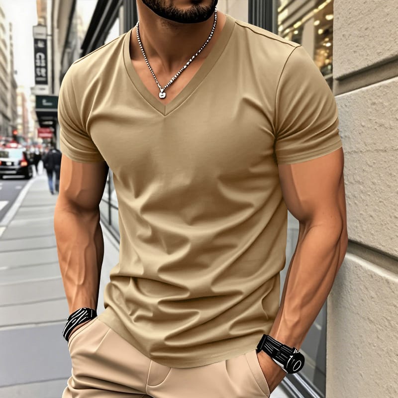 Men's Lightweight Cotton V-Neck T-Shirt