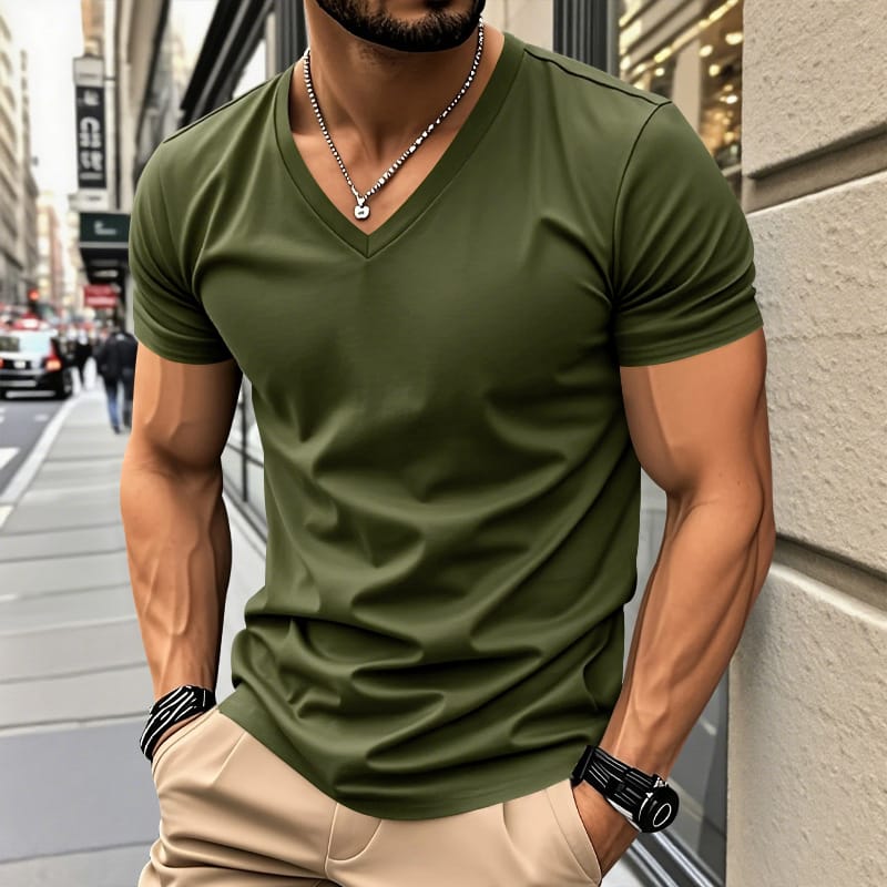 Men's Lightweight Cotton V-Neck T-Shirt