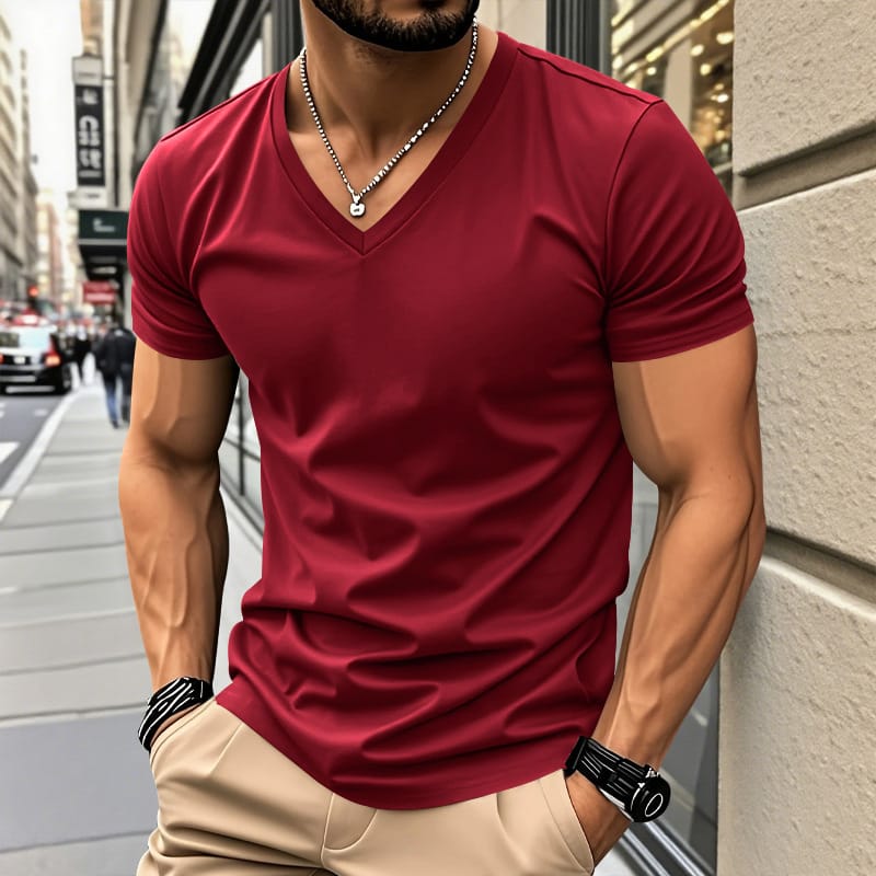 Men's Lightweight Cotton V-Neck T-Shirt