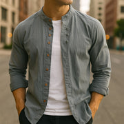 Men's Lightweight Linen-Cotton Button-Down Shirt