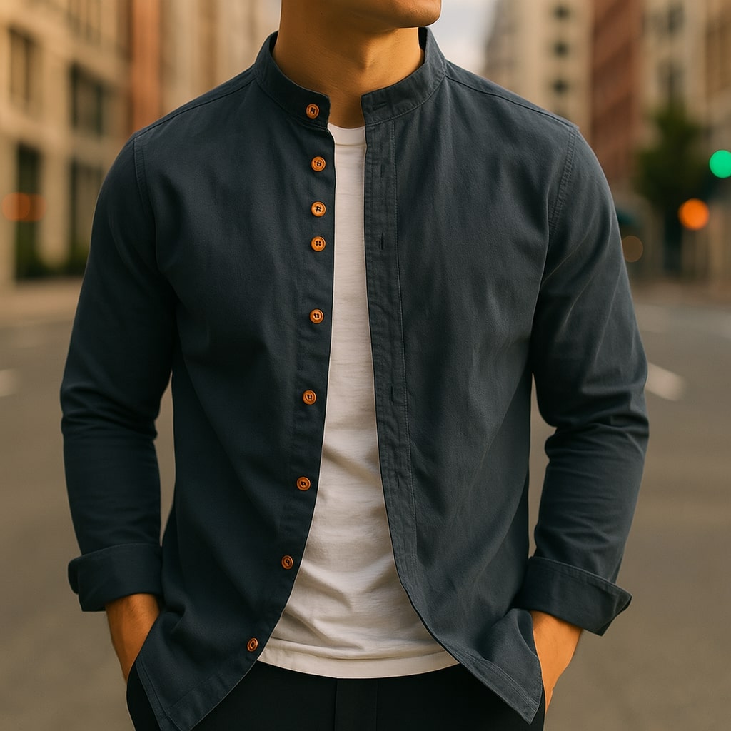 Men's Lightweight Linen-Cotton Button-Down Shirt
