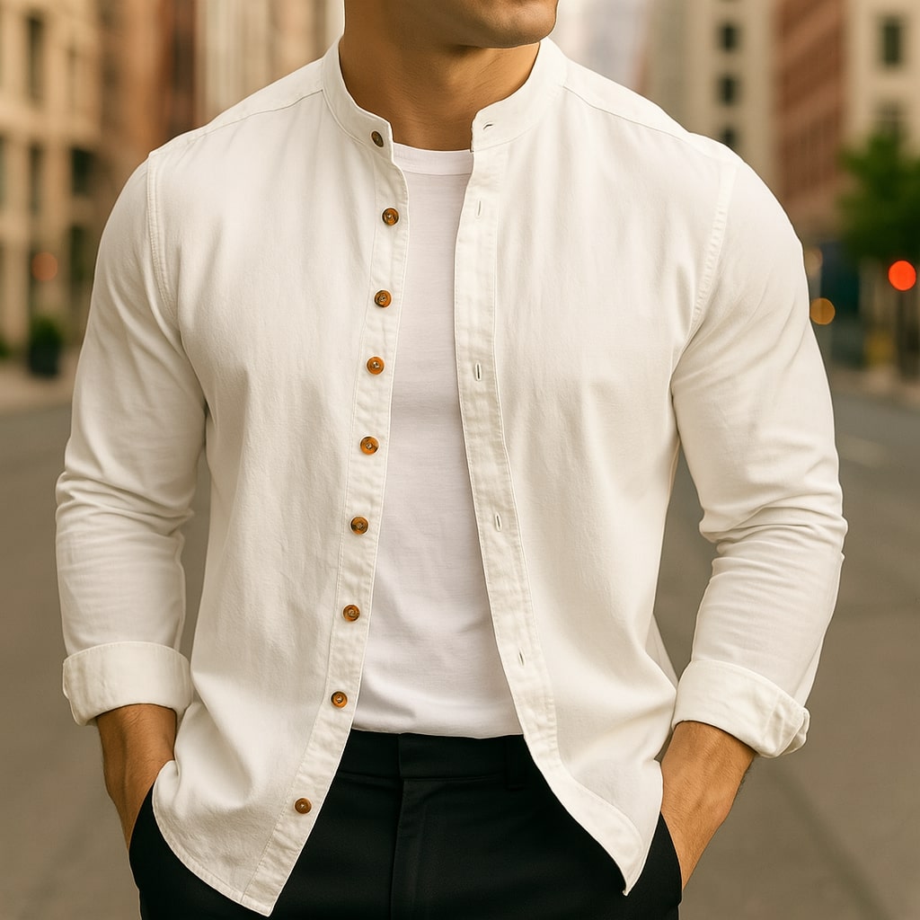 Men's Lightweight Linen-Cotton Button-Down Shirt