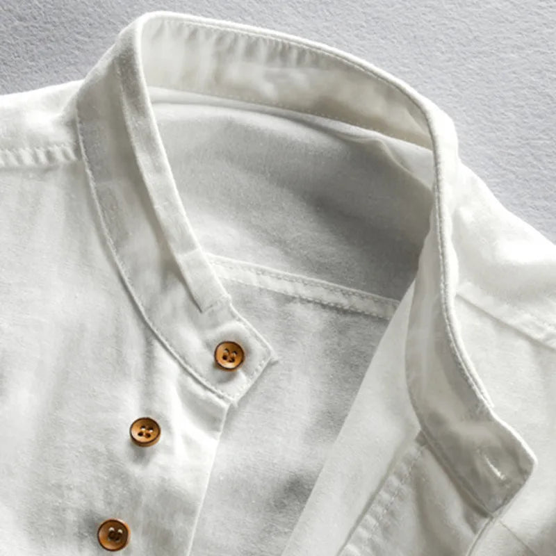Men's Lightweight Linen-Cotton Button-Down Shirt