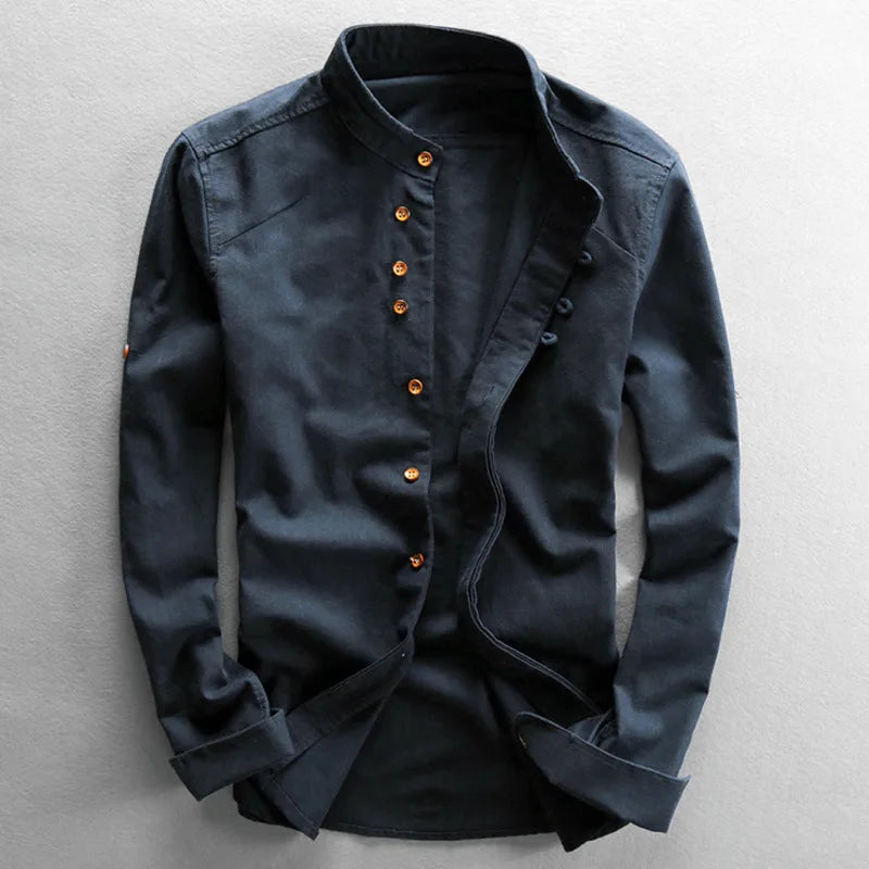 Men's Lightweight Linen-Cotton Button-Down Shirt