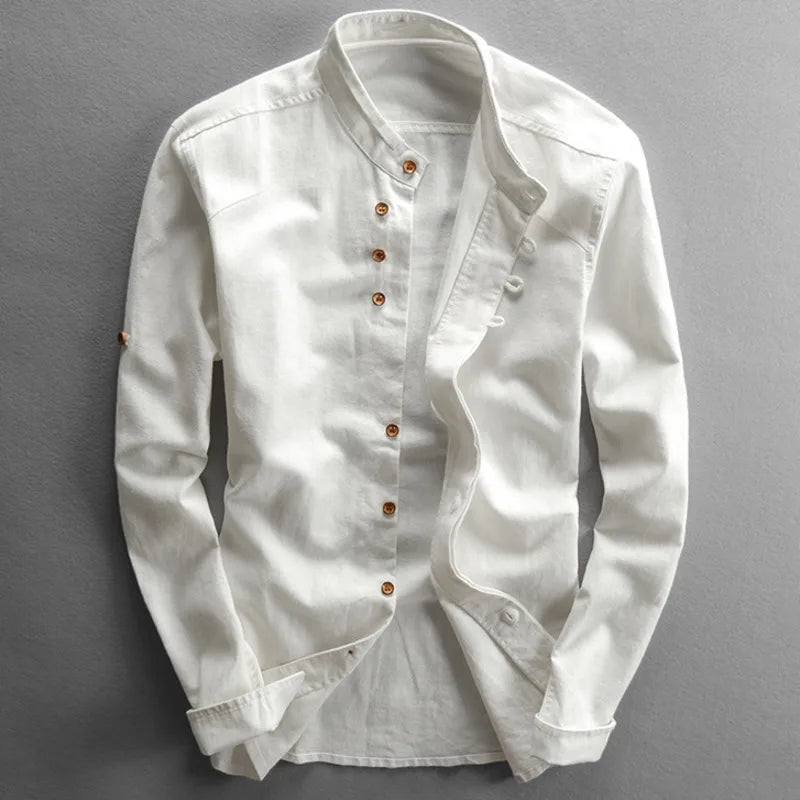 Men's Lightweight Linen-Cotton Button-Down Shirt