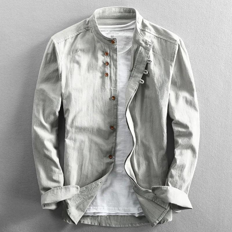Men's Lightweight Linen-Cotton Button-Down Shirt