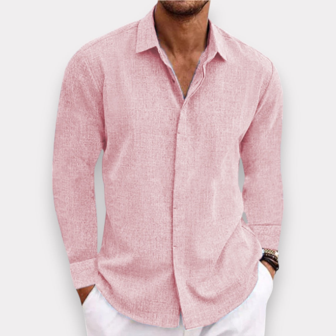 Men's Lightweight Linen Blend Button-Down Shirt