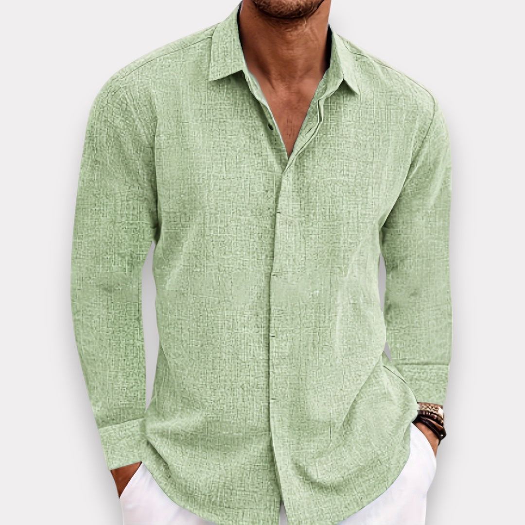 Men's Lightweight Linen Blend Button-Down Shirt
