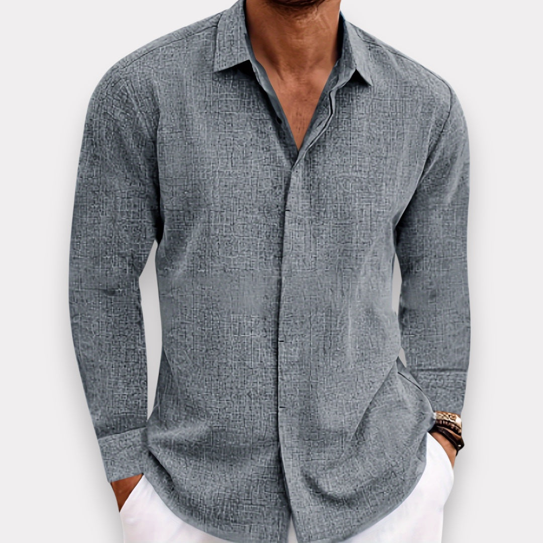 Men's Lightweight Linen Blend Button-Down Shirt