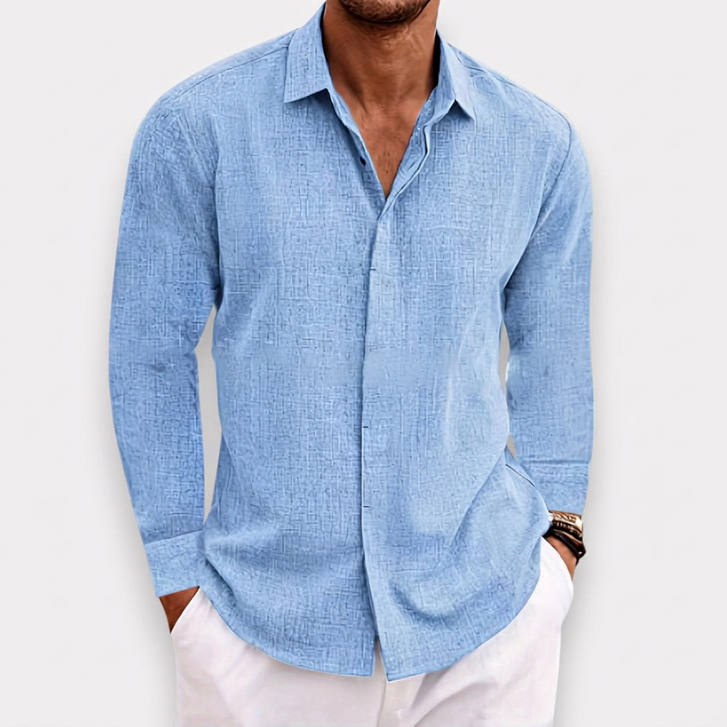 Men's Lightweight Linen Blend Button-Down Shirt