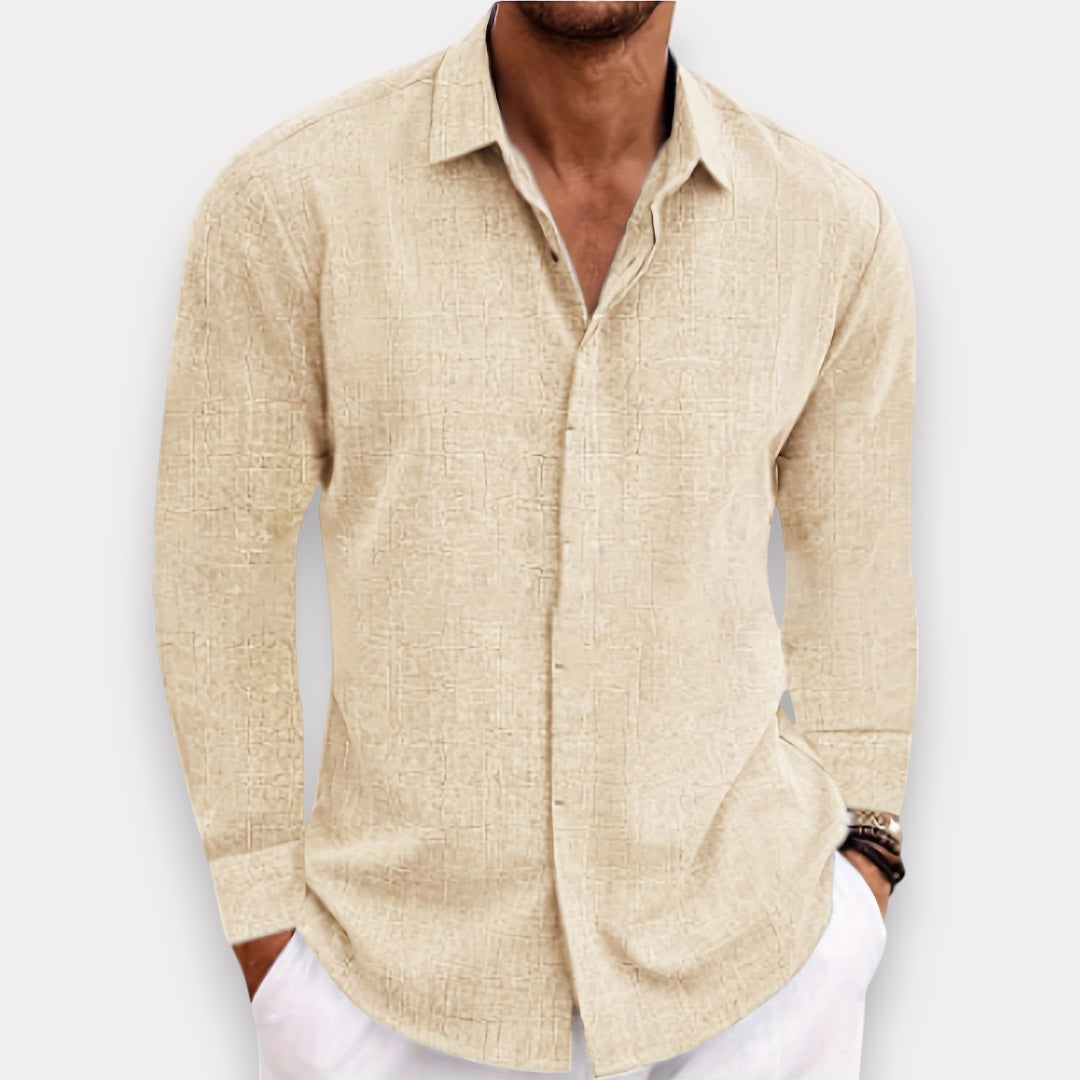 Men's Lightweight Linen Blend Button-Down Shirt