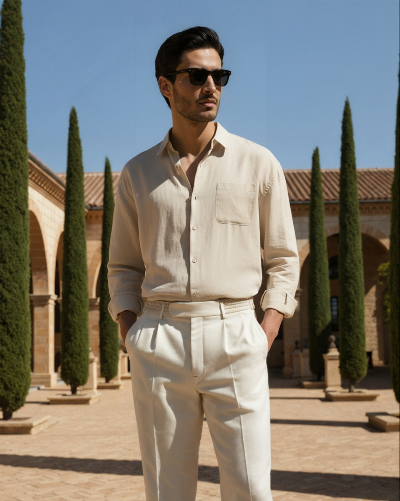 Men's Lightweight Linen Button-Down Shirt