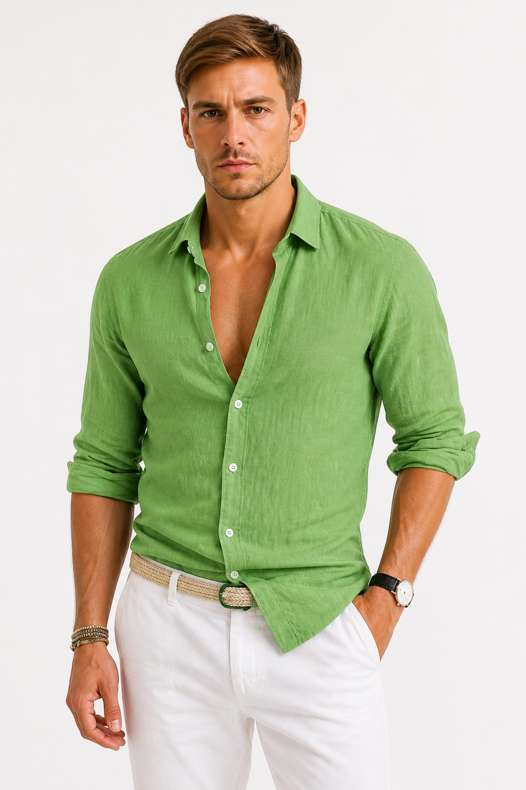 Men's Lightweight Linen Dress Shirt