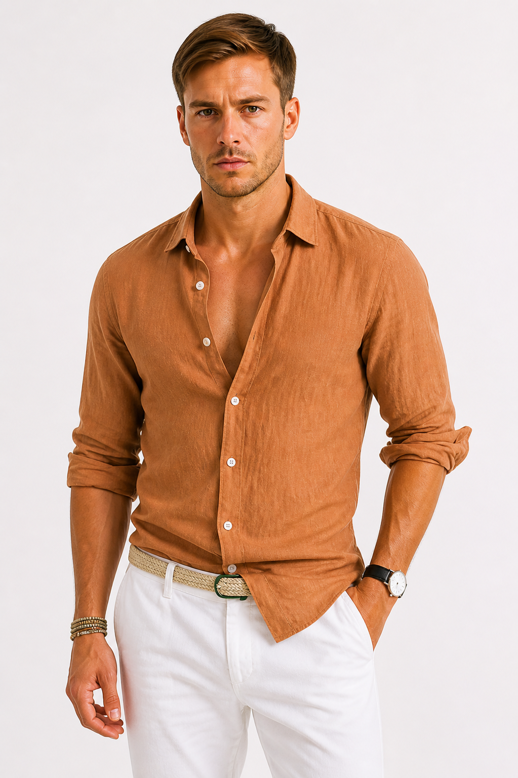 Men's Lightweight Linen Dress Shirt