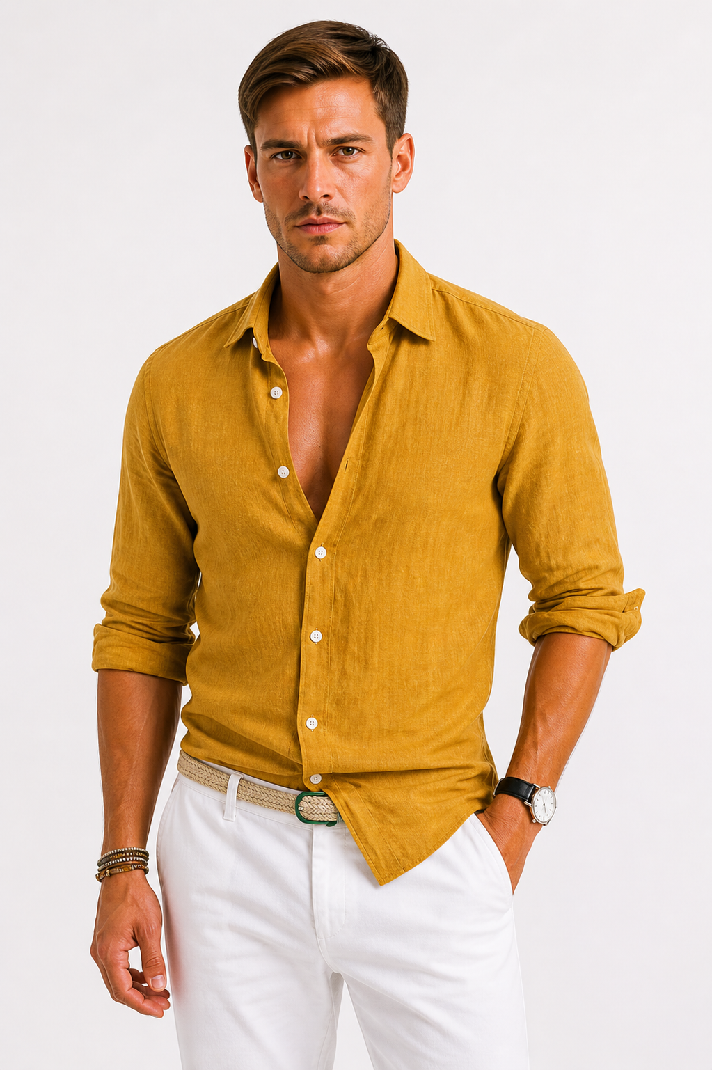 Men's Lightweight Linen Dress Shirt