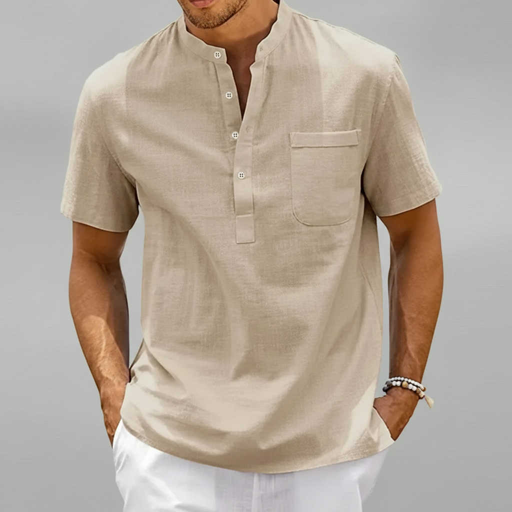 Men's Lightweight Linen Henley Shirt