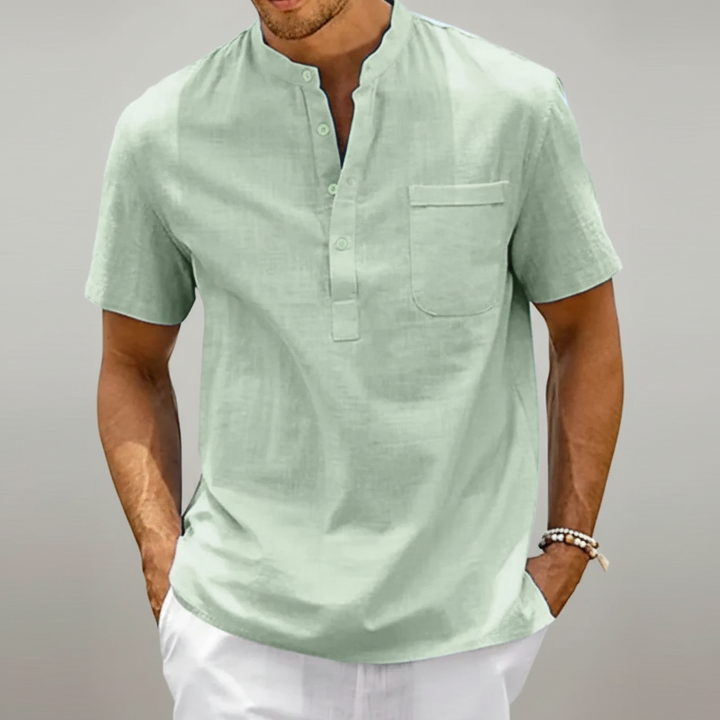 Men's Lightweight Linen Henley Shirt