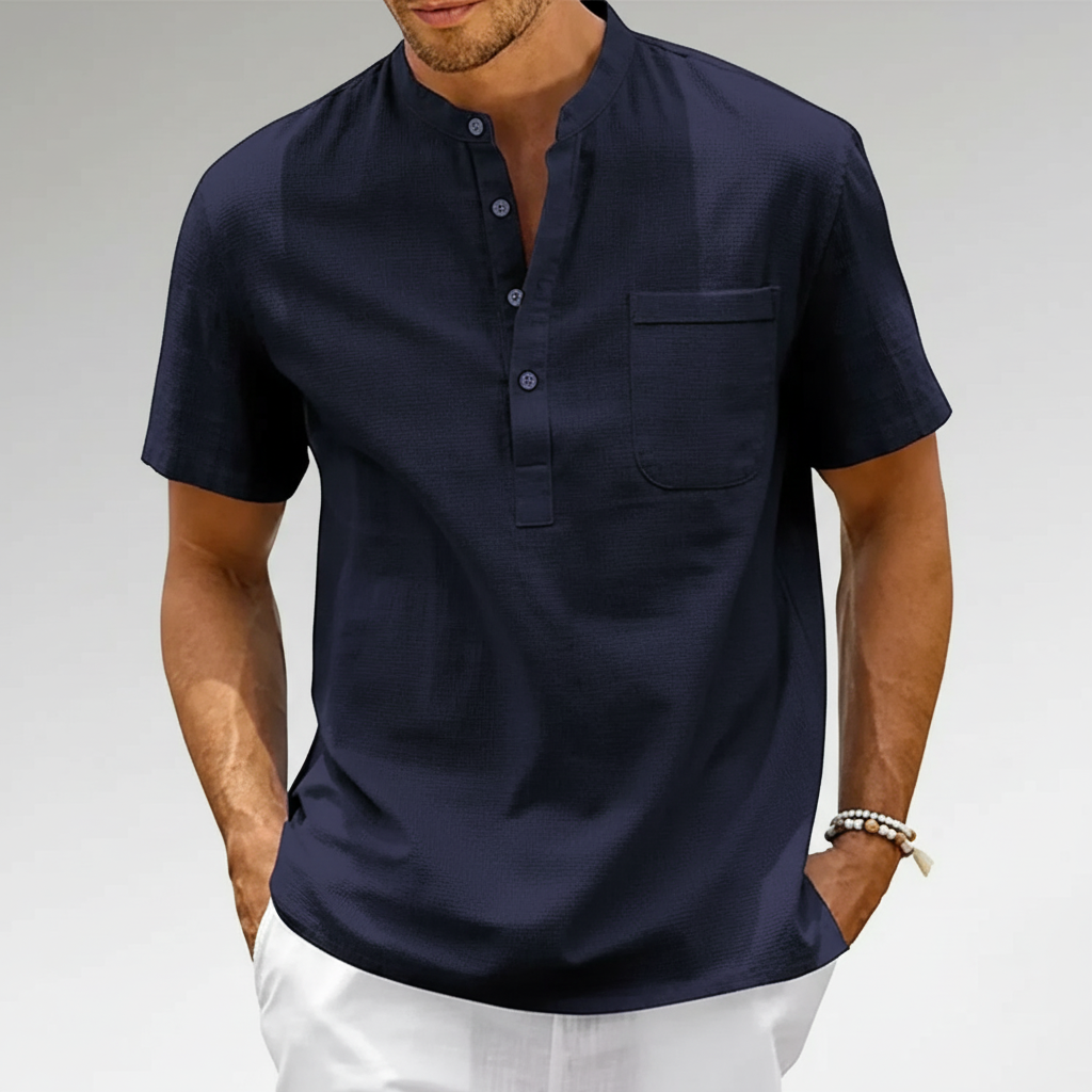 Men's Lightweight Linen Henley Shirt