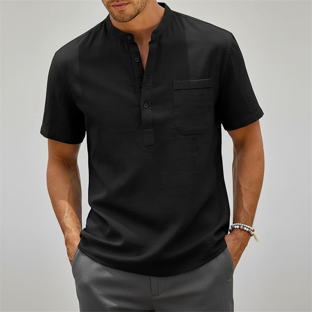 Men's Lightweight Linen Henley Shirt