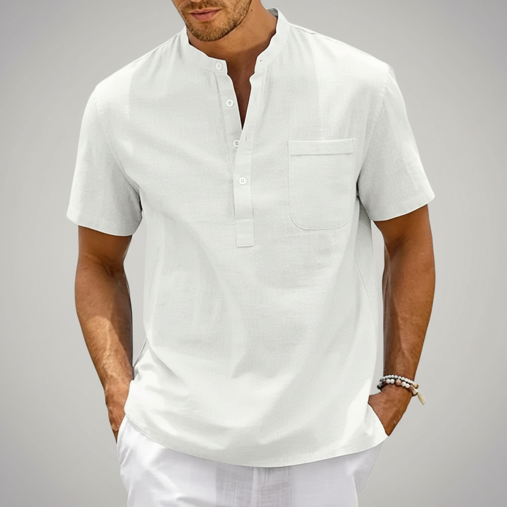 Men's Lightweight Linen Henley Shirt