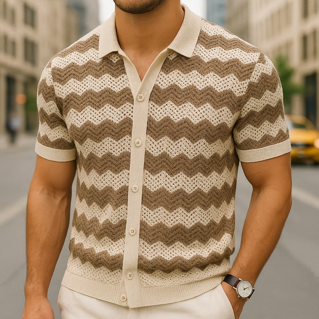 Men's Lightweight Open-Knit Polo Shirt