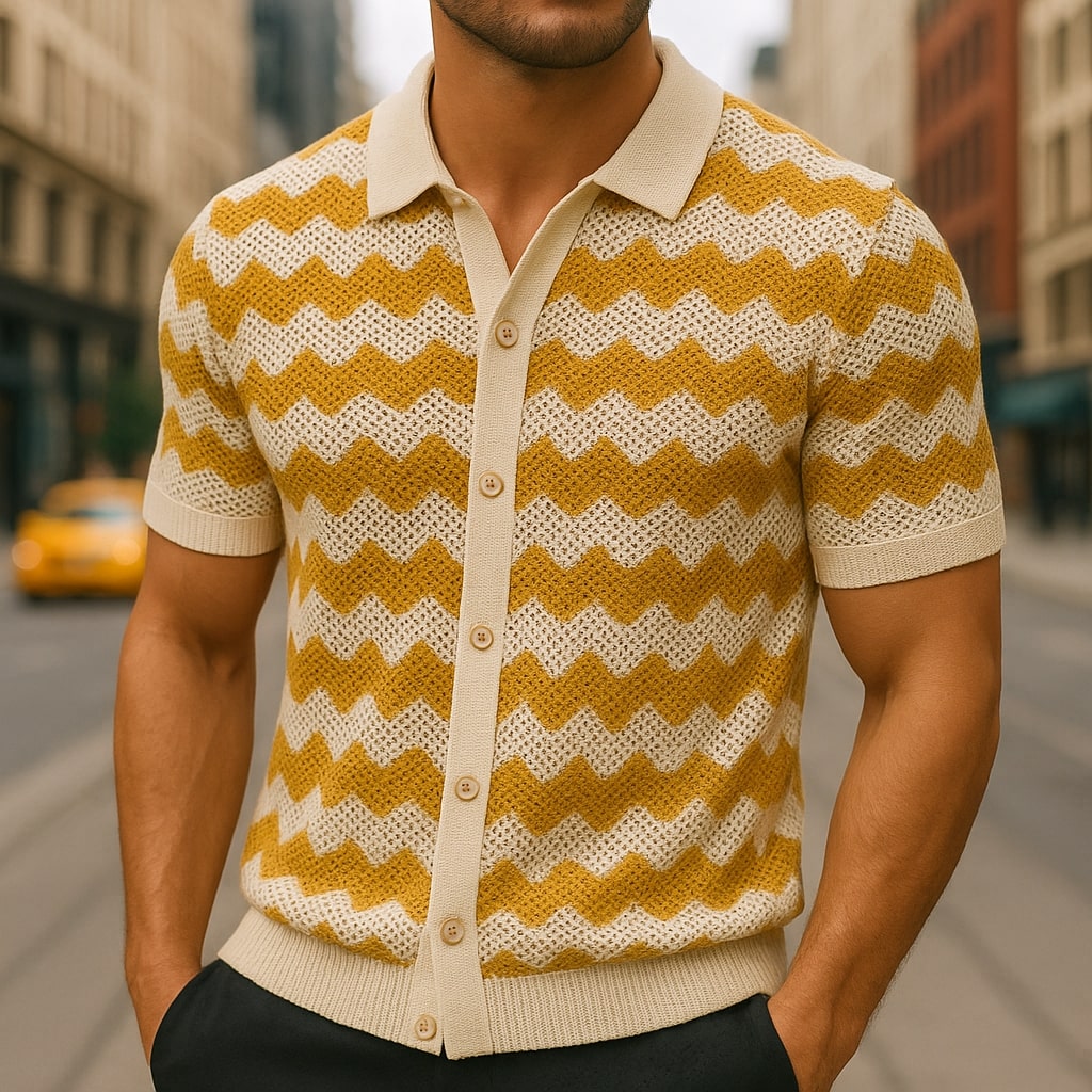 Men's Lightweight Open-Knit Polo Shirt