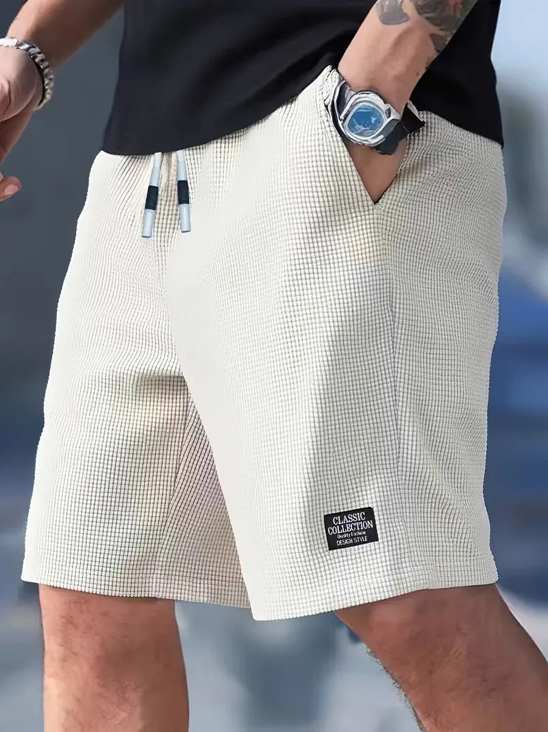 Men's Lightweight Ribbed Casual Drawstring Shorts