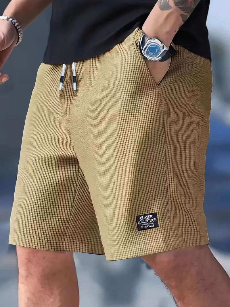 Men's Lightweight Ribbed Casual Drawstring Shorts