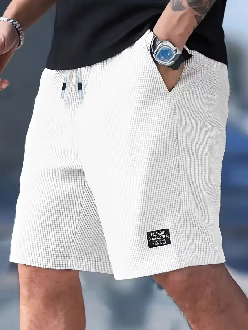 Men's Lightweight Ribbed Casual Drawstring Shorts