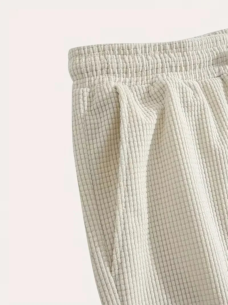 Men's Lightweight Ribbed Casual Drawstring Shorts