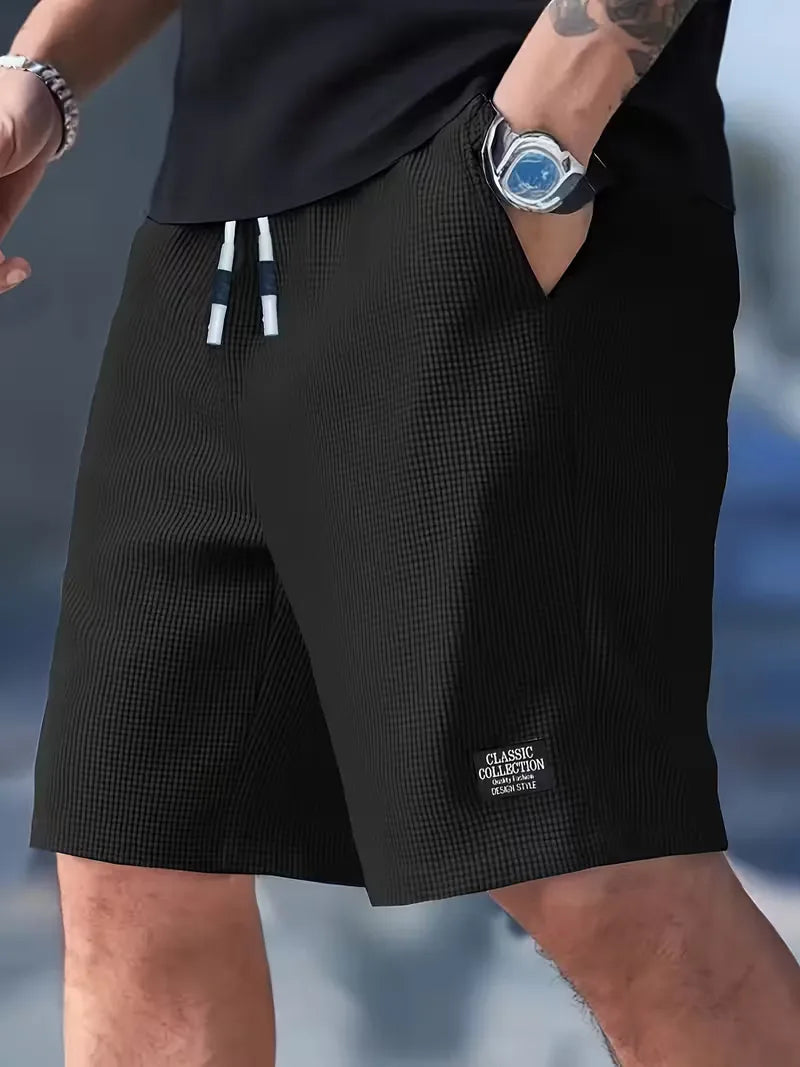 Men's Lightweight Ribbed Casual Drawstring Shorts