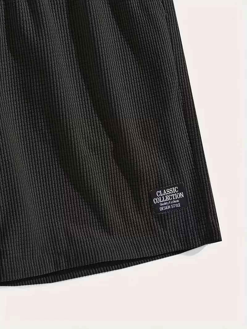 Men's Lightweight Ribbed Casual Drawstring Shorts
