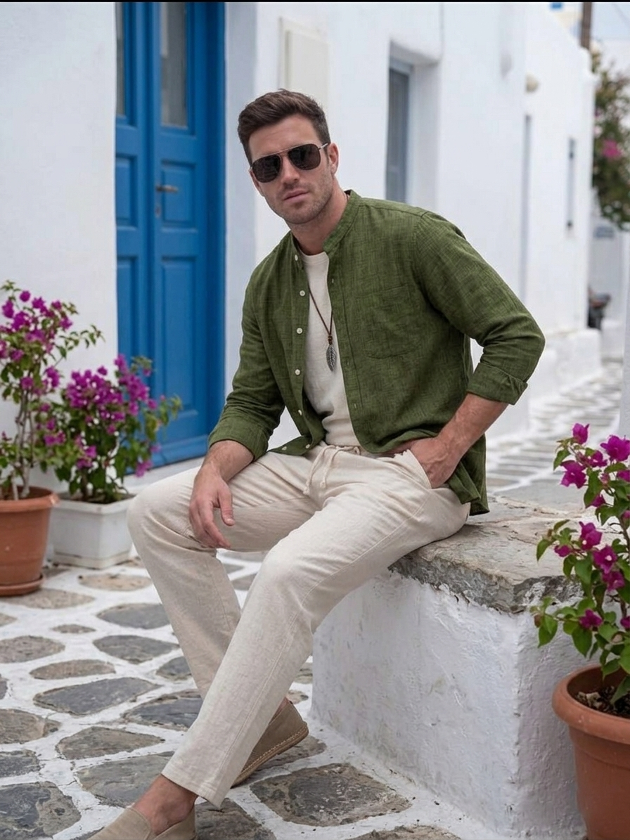 Men's Lightweight Summer Shirt and Pants Set