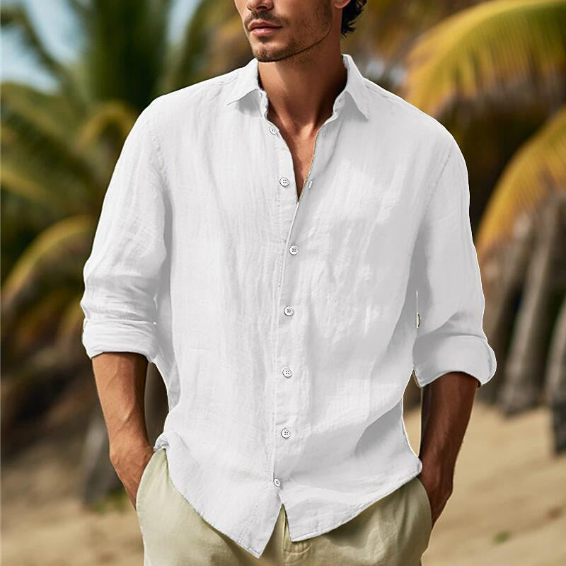 Men's Lightweight Textured Button-Up Shirt