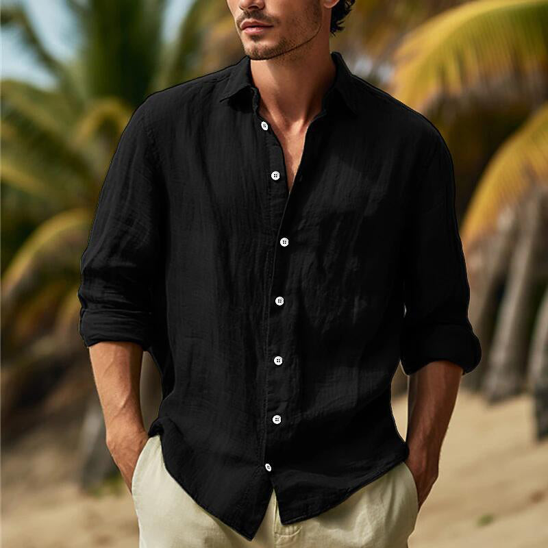 Men's Lightweight Textured Button-Up Shirt