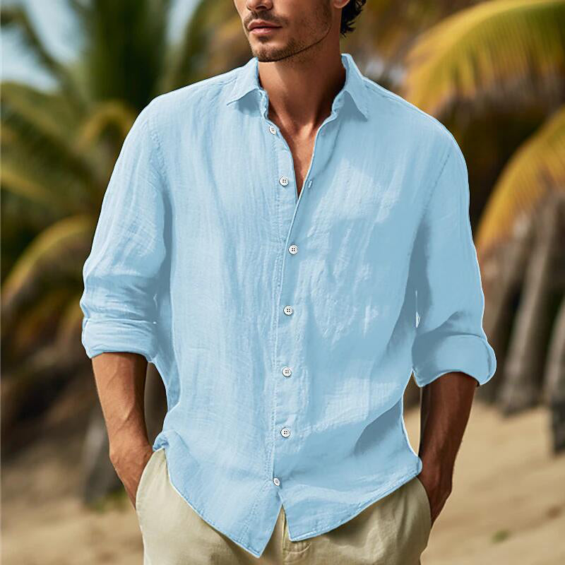 Men's Lightweight Textured Button-Up Shirt