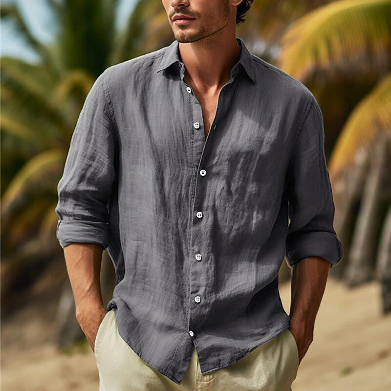 Men's Lightweight Textured Button-Up Shirt