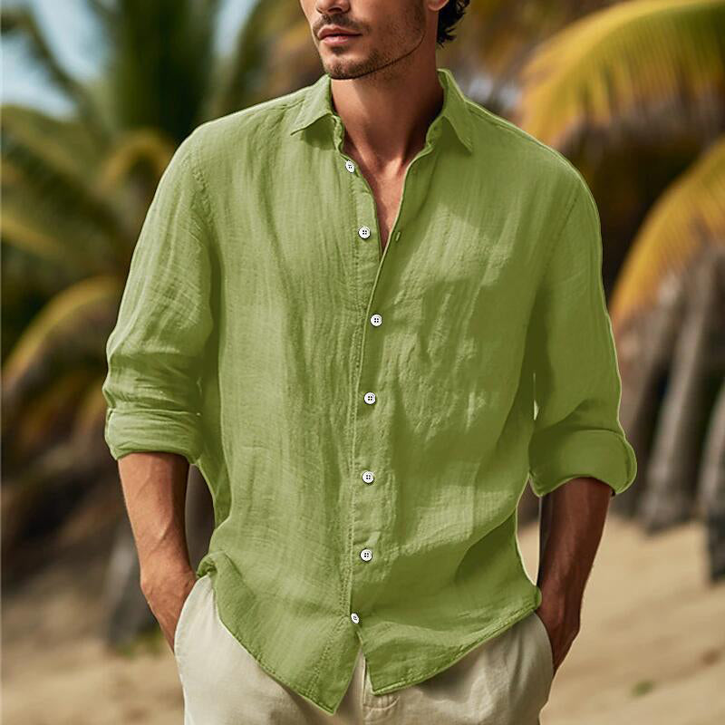 Men's Lightweight Textured Button-Up Shirt