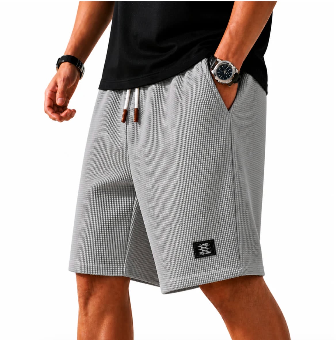 Men's Lightweight Waffle Fabric Bermuda Shorts