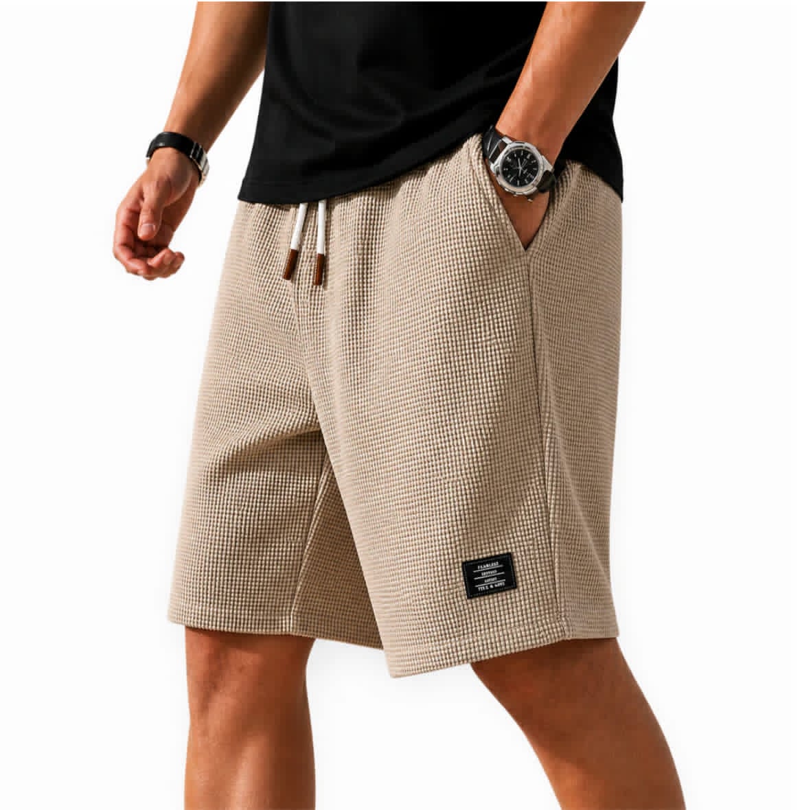 Men's Lightweight Waffle Fabric Bermuda Shorts