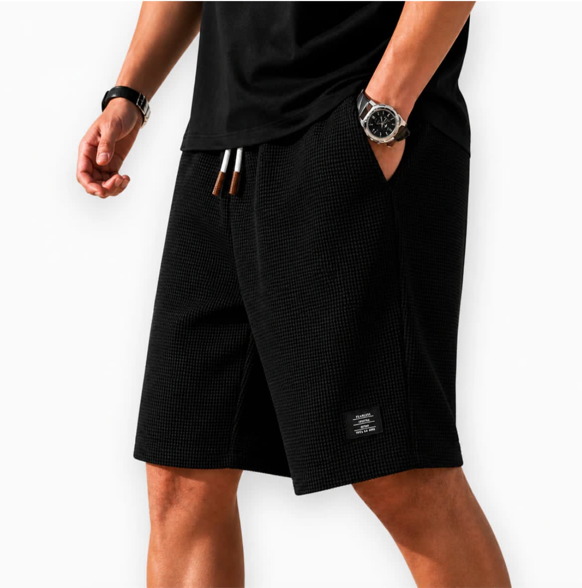 Men's Lightweight Waffle Fabric Bermuda Shorts