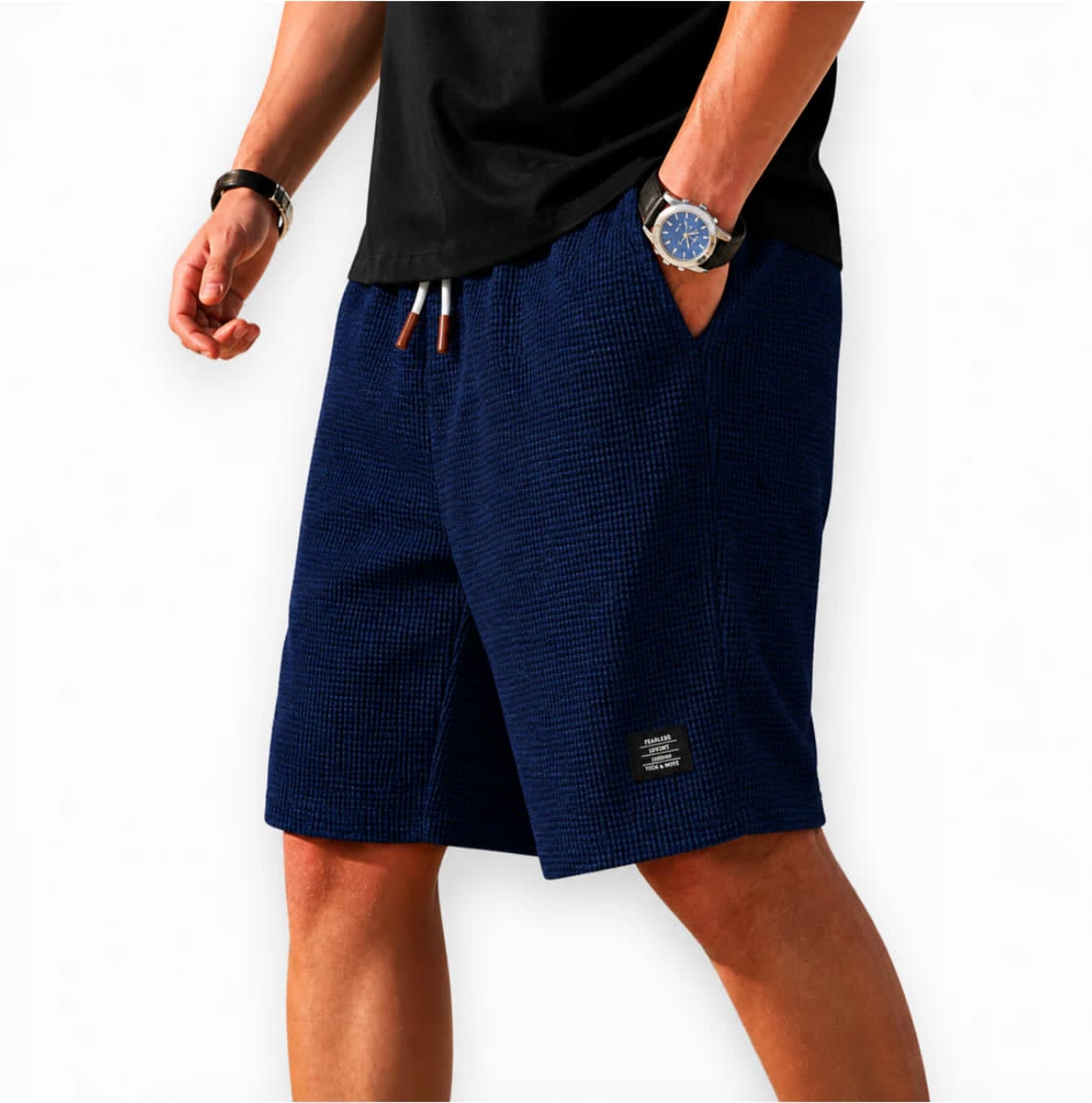 Men's Lightweight Waffle Fabric Bermuda Shorts