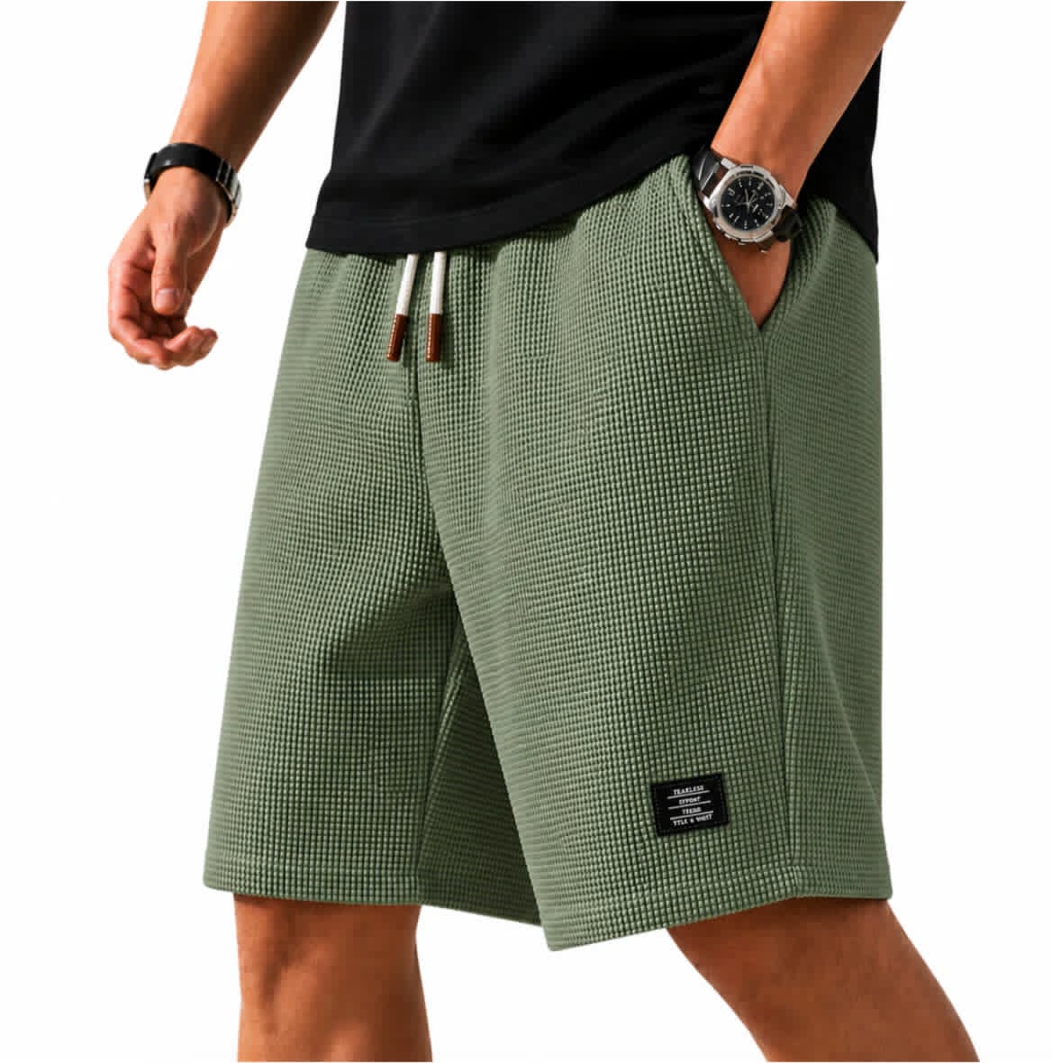 Men's Lightweight Waffle Fabric Bermuda Shorts