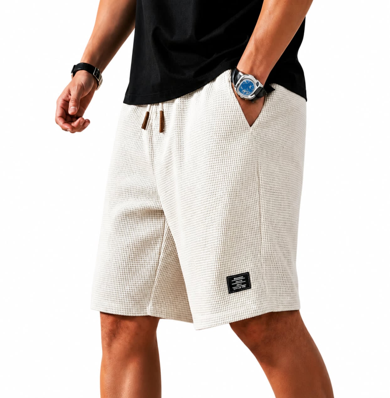 Men's Lightweight Waffle Fabric Bermuda Shorts