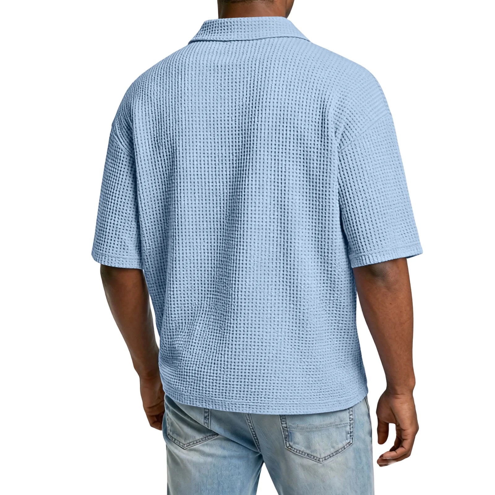 Men's Lightweight Waffle Short Sleeve Henley Shirt