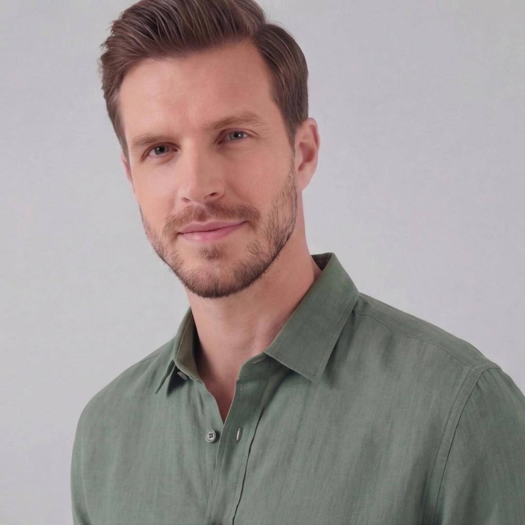 Men's Linen Blend Short Sleeve Button-Down Shirt